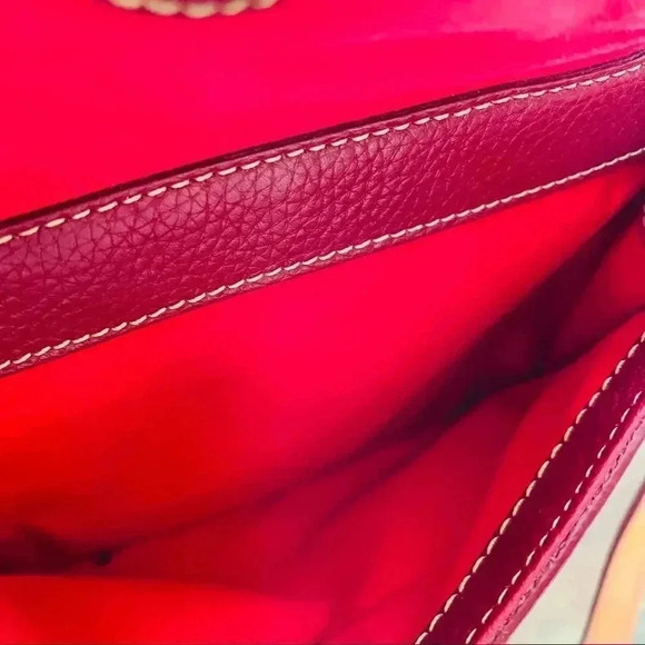 Dooney & Bourke Pebbled Grain Leather Front Pocket Crossbody/Satchel in Burgundy - Picture 15 of 16